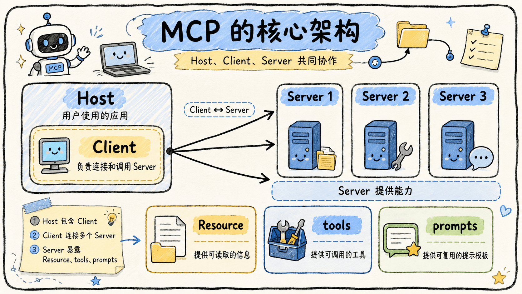 MCP Host、Client 与 Server 的核心架构关系